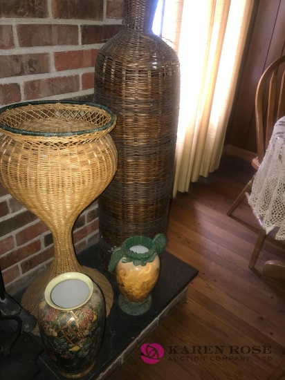 2- wicker decor/2- vases