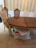 Dining room table and seven chairs