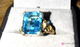 10k blue stone gold ring