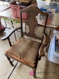 Vintage wooden chair in garage