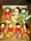7 plastic Japanese dolls