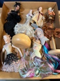 Seven porcelain doll knickknacks