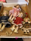 Four jointed porcelain dolls no markings