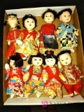 8 Japanese plastic dolls