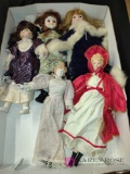 5 porcelain dolls approximately 17 in tall