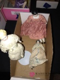 3- Victorian ladies porcelain head dolls