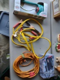 jumper cables, compressor, extension cord and sprinkler