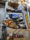 miscellaneous lot including can crusher, extension cord, candles and more