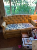 Vintage yellow and blue loveseat