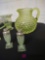 Vaseline Glass pitcher and other items