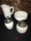 4- milk glass pitcher/bowl sugar bowls