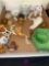 assorted, miniature dishes, animal figurines, Christmas decorations