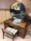 Art Deco Vanity with round mirror/chair