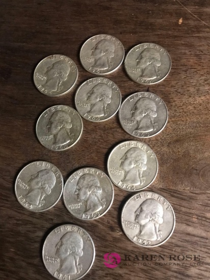 11- silver quarters