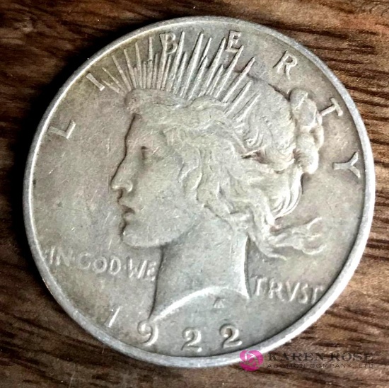 1922 S Peace silver dollar