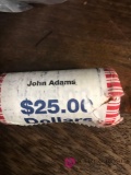 25.00 roll John Adams Gold plated President dollars