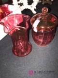 Cranberry candy dish/vase