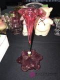 Antique cranberry dish epergne