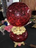 Antique cranberry gone with the wind lamp