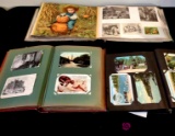 three postcard and picture albums