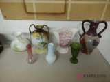 seven assorted vases