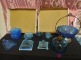 miscellaneous blue glassware and accessories