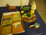 toy lot including tractor and books