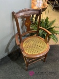 Caned seat wooden chair