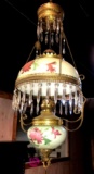 Victorian hanging painted lamp