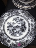 Antique rare tonquin JH flow black mulberry dinner plate 10 in