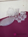 10 pieces clear glass bowls plates platter