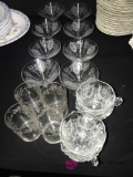 16- etched glass cups/glasses