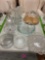 Clear glass kitchen dishes pie pans deviled egg platter and other miscellaneous