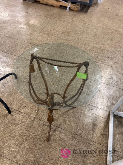 round glass top side table