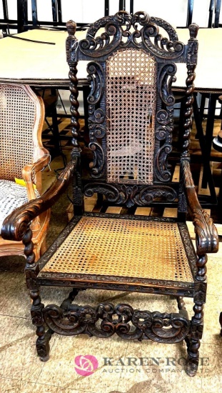 50 in tall back wood wicker chair