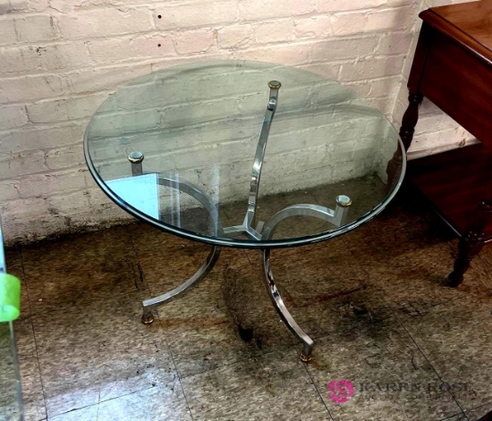 26 in round glass top side table