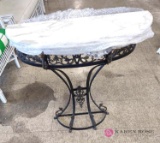 30-in metal table with marble top