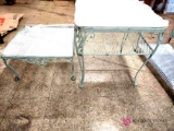 Two 24 inch metal tables with glass tops