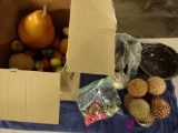 lot of plastic fruit and deco