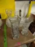 lot of glass vases and serving items