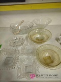 lot of eight glass serving items