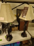 two 30 inch tall lamps with shades