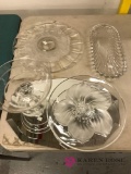 4- crystal glass dishes/mirror