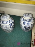 pair of Blue and white Chinese vase happiness sy