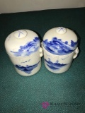 2- blue/white asian/Chinese jars