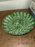 Green/white spongeware bowl