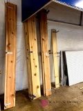 13 Large shelves and 10 pegboards and miscellaneous wood trim