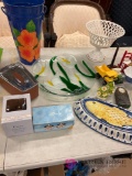 Decorative platters candles and other miscellaneous