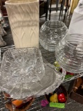 Clear glass vases white planter and other glass miscellaneous