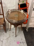 18 inch round table with Silver plated glass bottom tray